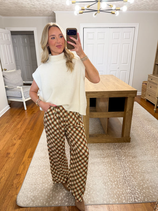 Sunday Check Pants- Olive
