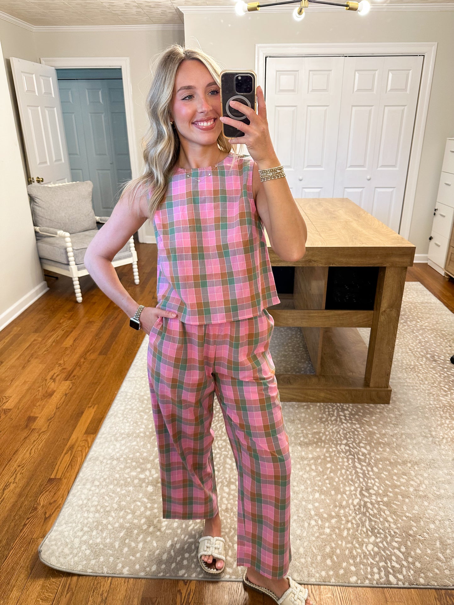 Naomi Plaid Set- Pink/Green