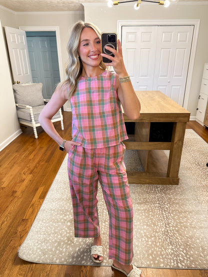 Naomi Plaid Set- Pink/Green