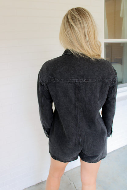 Long Sleeve Denim Romper