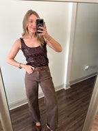Paris Sequin Tank- Chocolate
