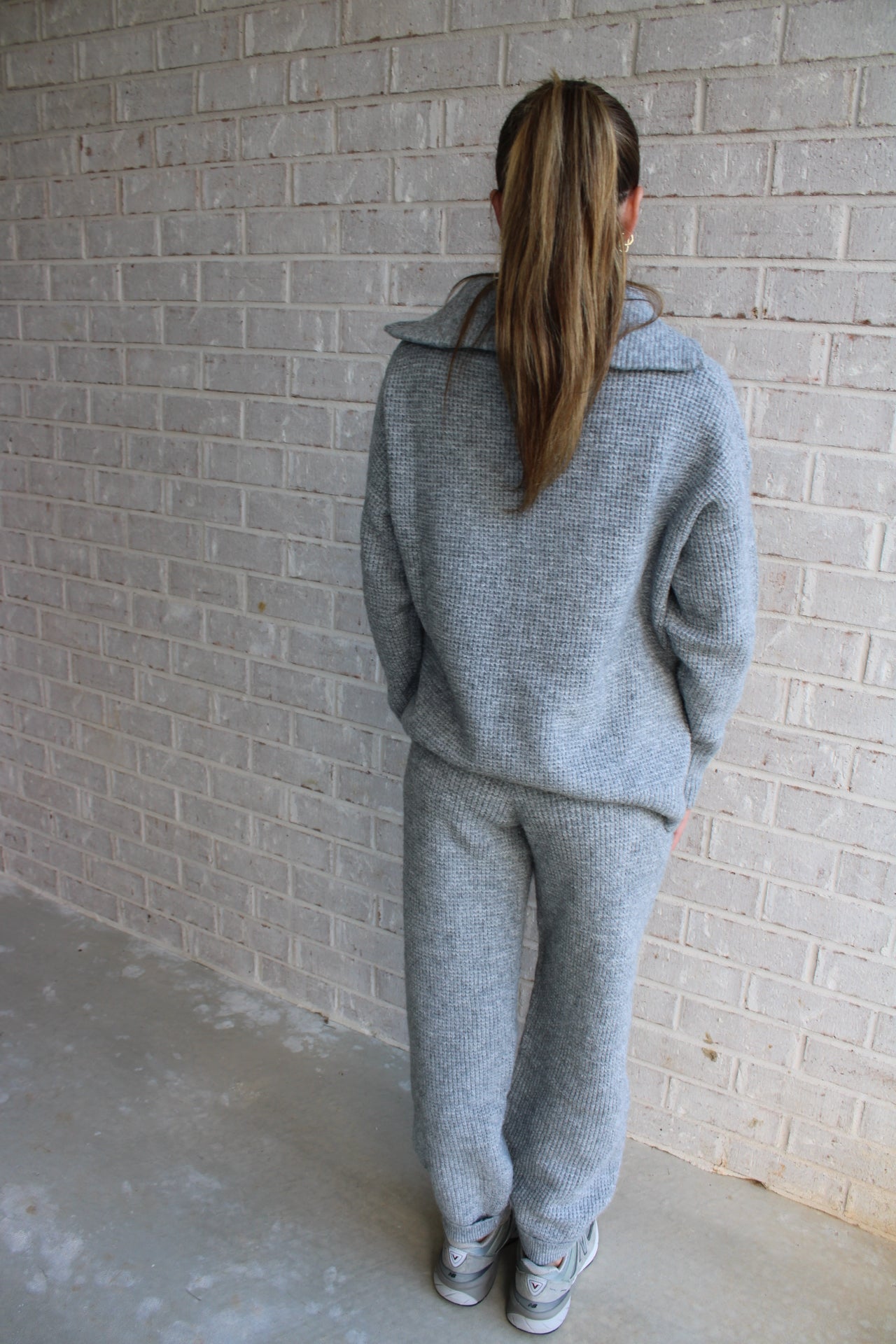 Grey Waffle Knit Set