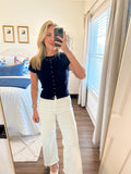 Laken Button Top- Navy