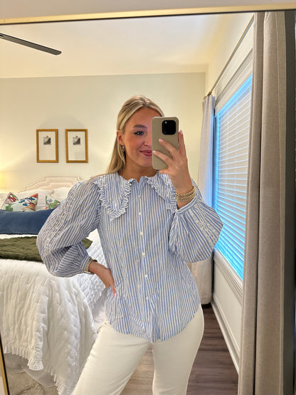 Tessa Top- Blue/White