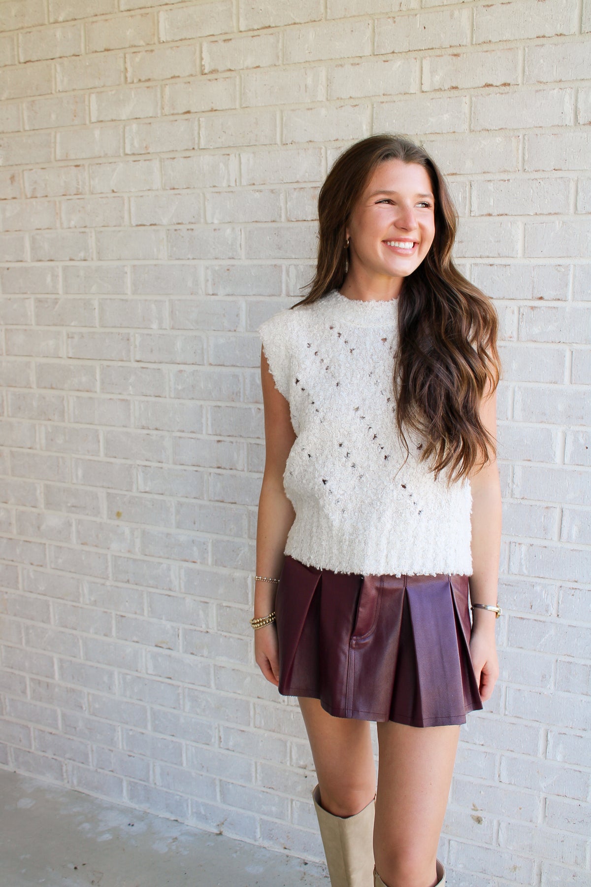 Lyn Knit Vest- Ecru