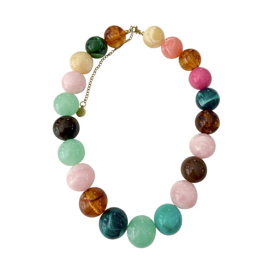 Dora Chunky Beaded Necklace - Pink Mix