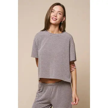 Margot Pants Set- Brown/Ivory