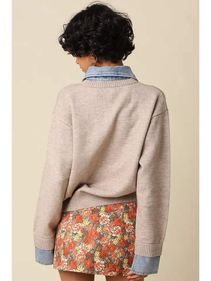 Sofia Collared Sweater- Khaki
