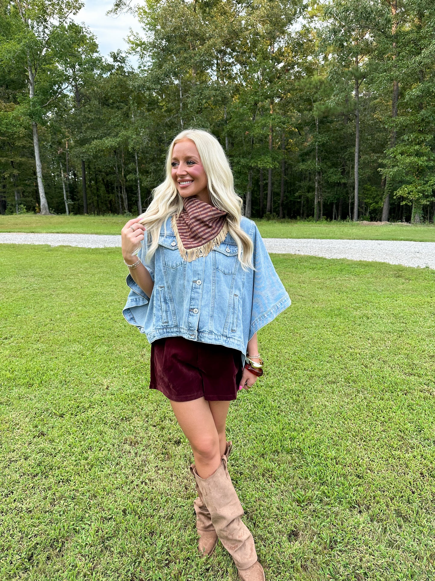 Margot Poncho Jacket- Light Denim