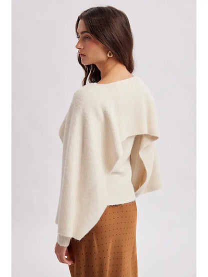 Layered Cape Sweater Top- Ivory