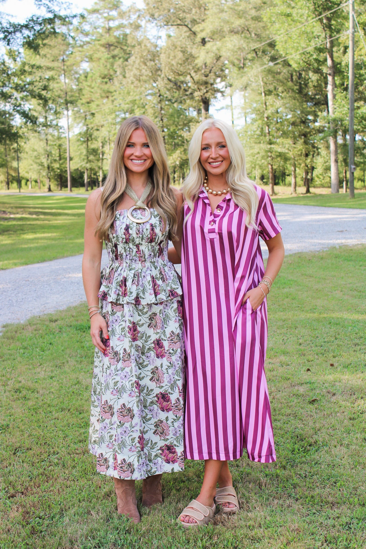 Frankie Stripe Midi Dress- Plum