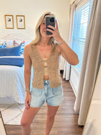 Alexa Crochet Tank- Sand