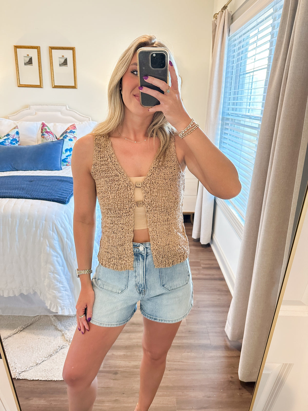 Alexa Crochet Tank- Sand