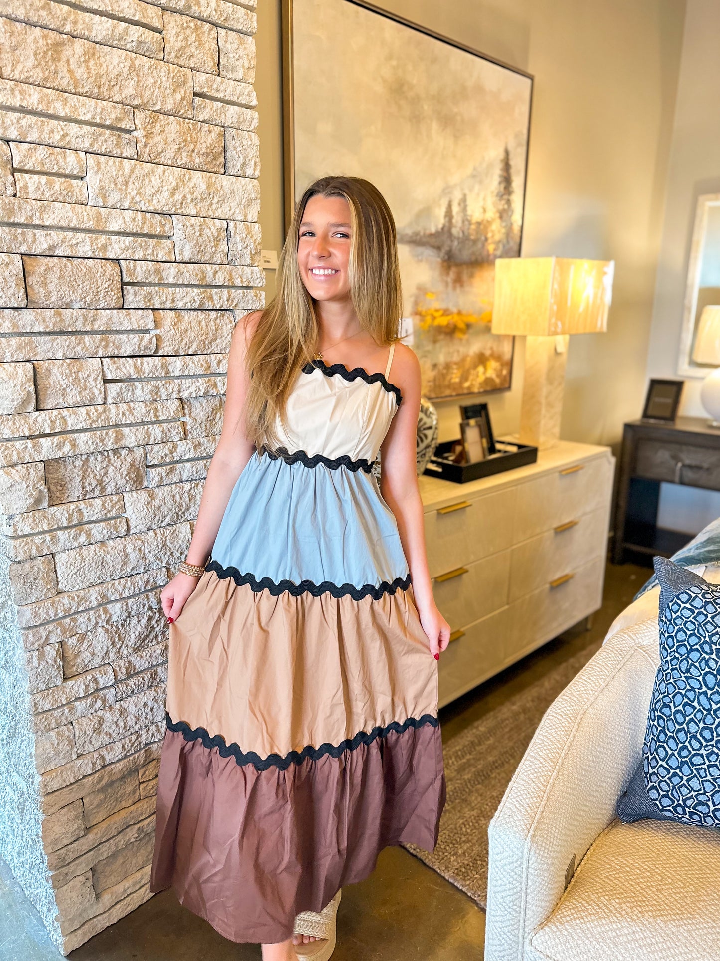 color block tiered maxi dress Sunset Rays Color block Maxi Dress, Pastel Multi Small