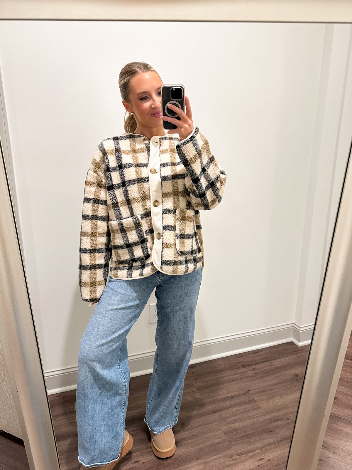 Teddy Plaid Jacket