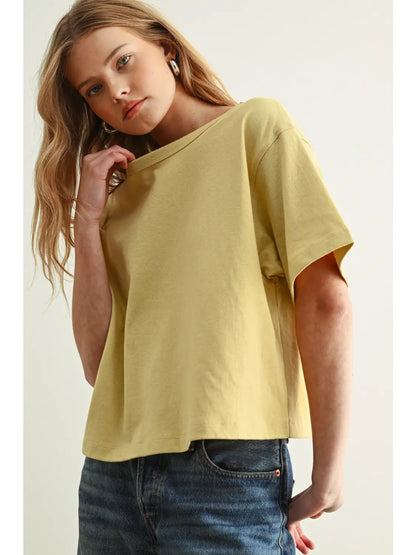 Linen Knit Tee- Lemon