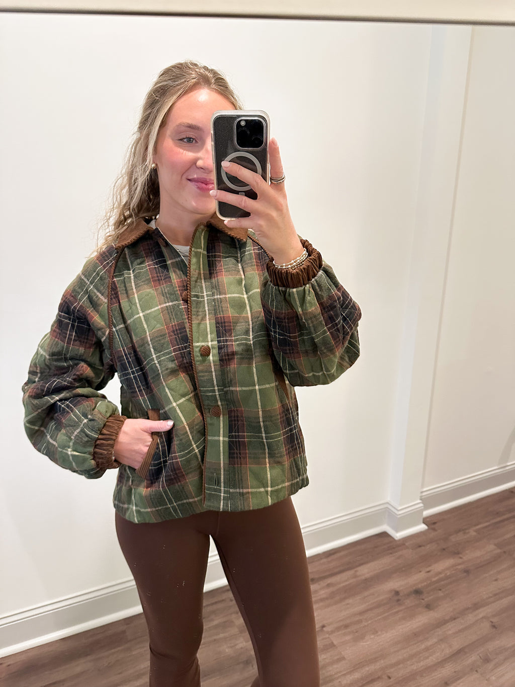 Morgen Plaid Jacket- Olive