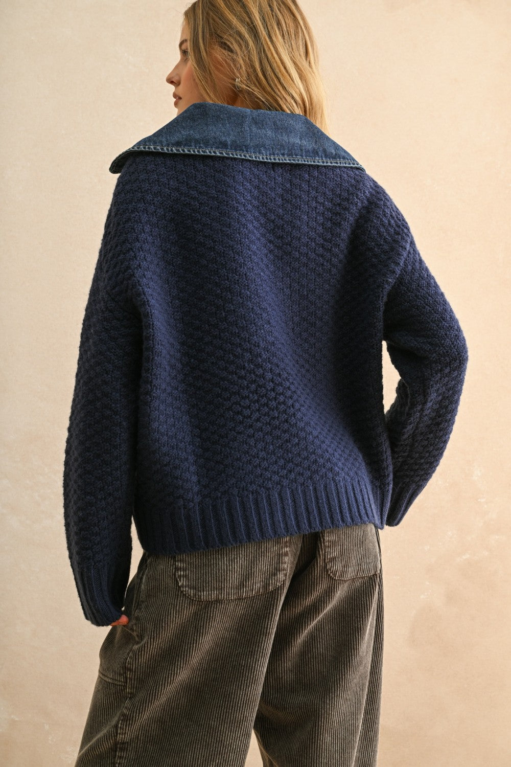 Denim And Knit Combo Jacket