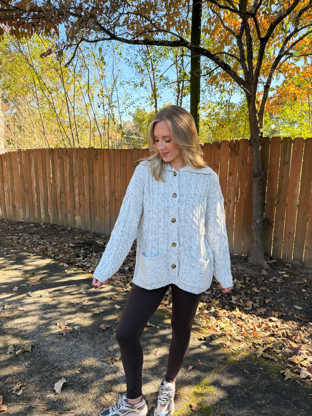 Cable Knit Oversized Cardigan- Heather Grey