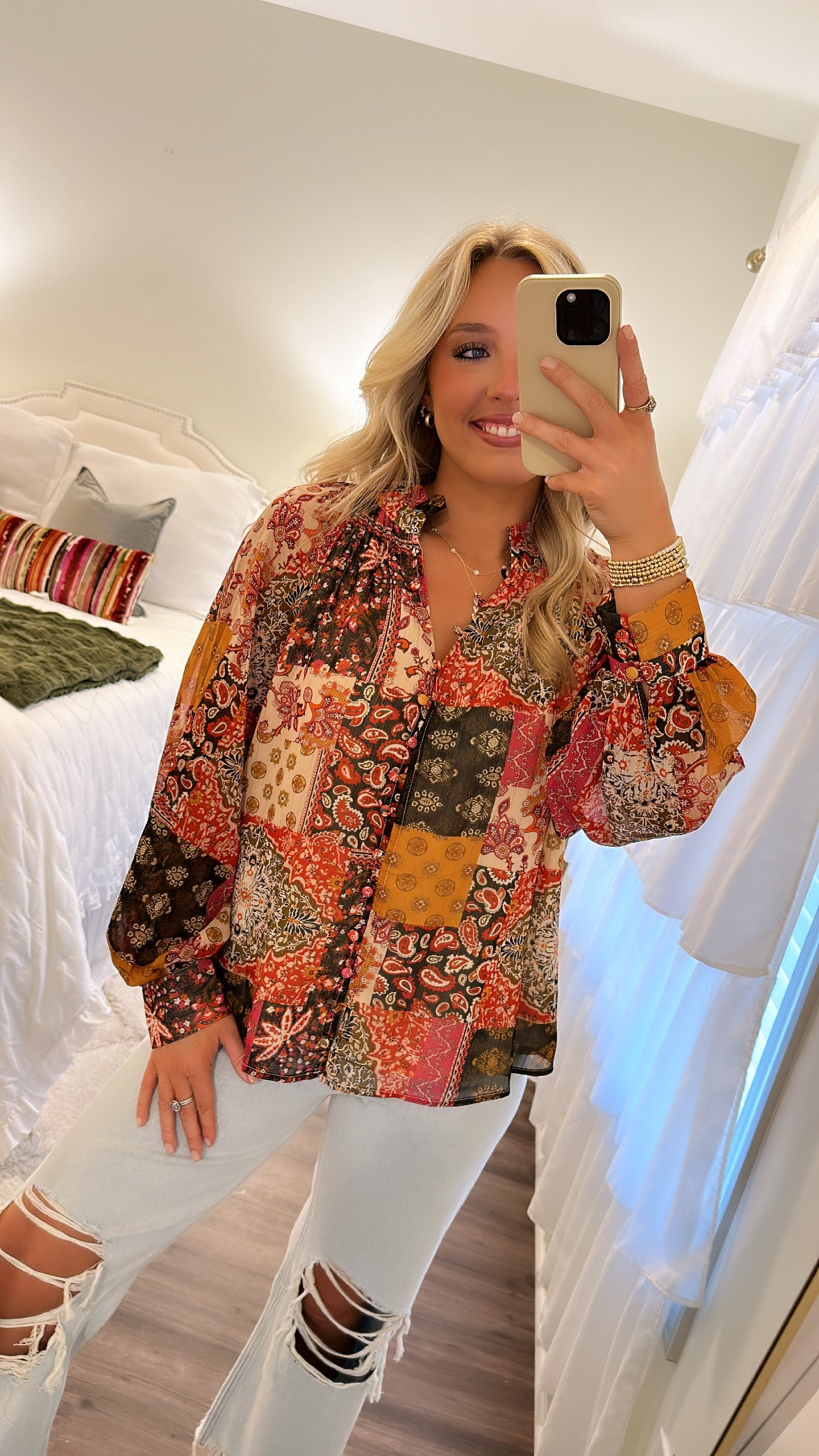 Paisley Top- Rust Multi