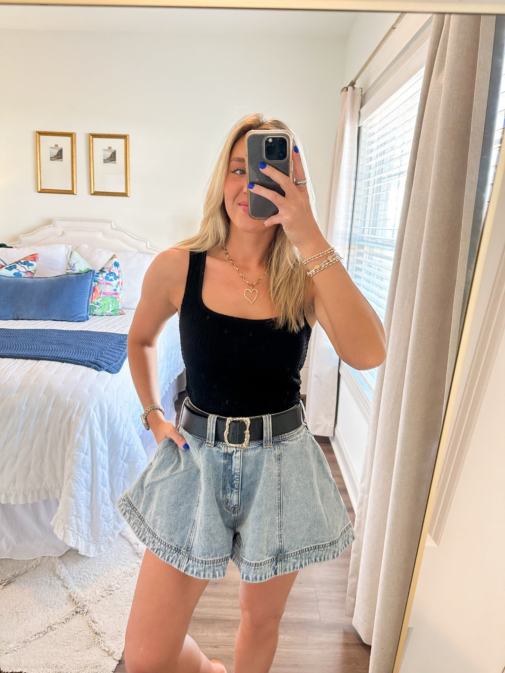 Washed Denim Skort
