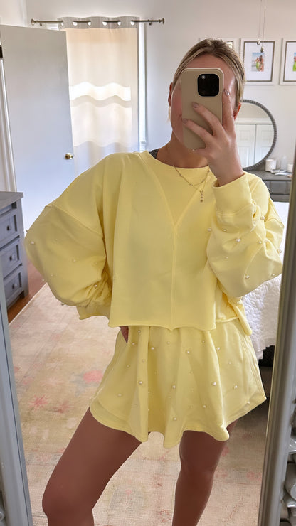 Pearl Embellished Set- Yellow