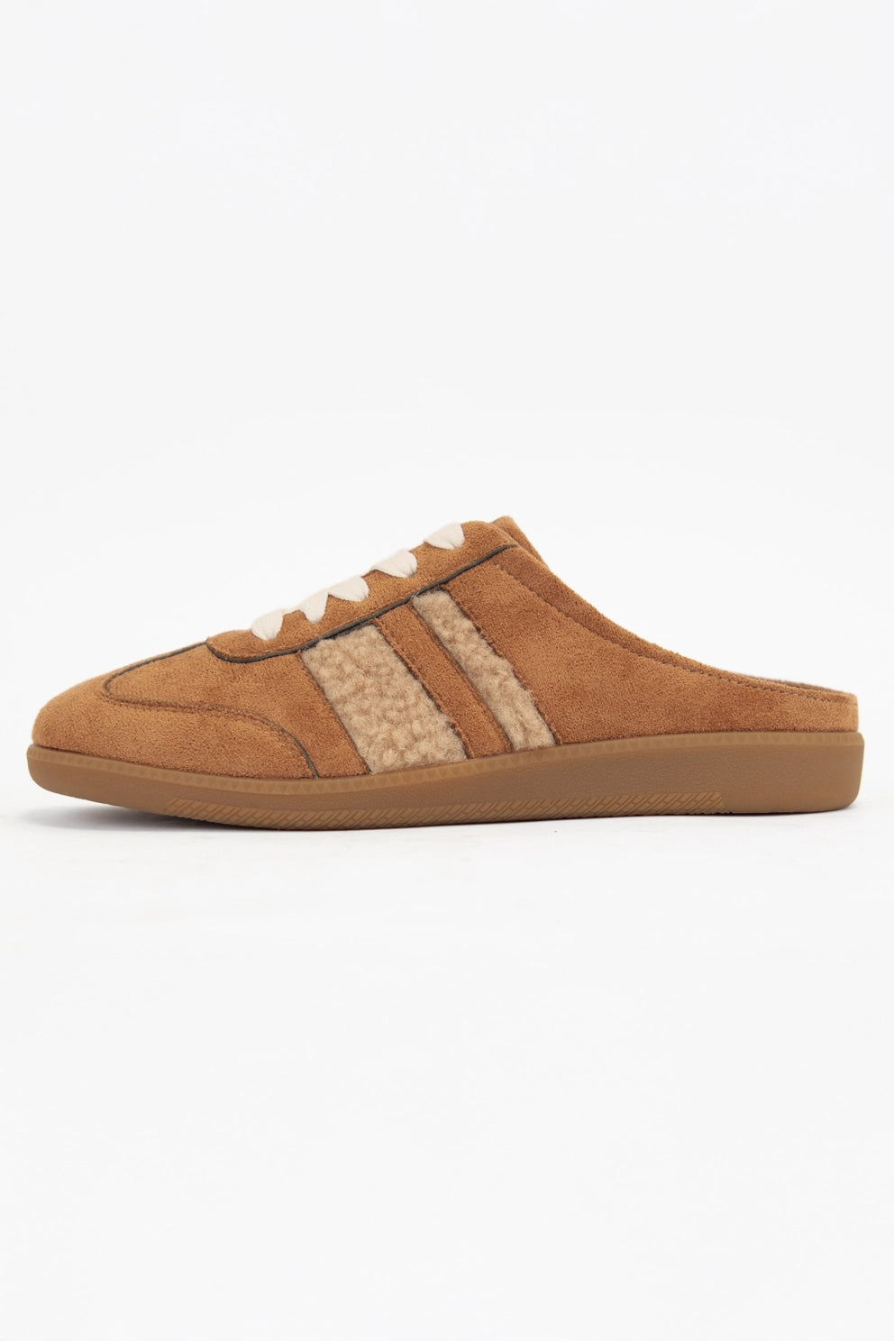 Sandra Fur Stripe Backless Sneaker- Dark Chestnut