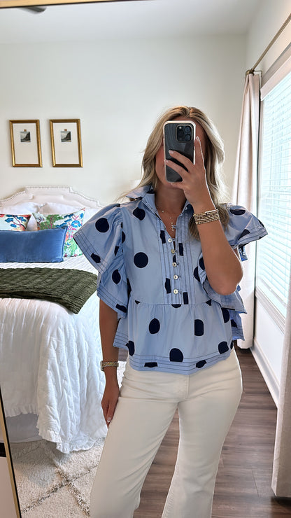 Polka Dot Top- Blue