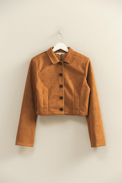 Suede Crop Jacket- Camel
