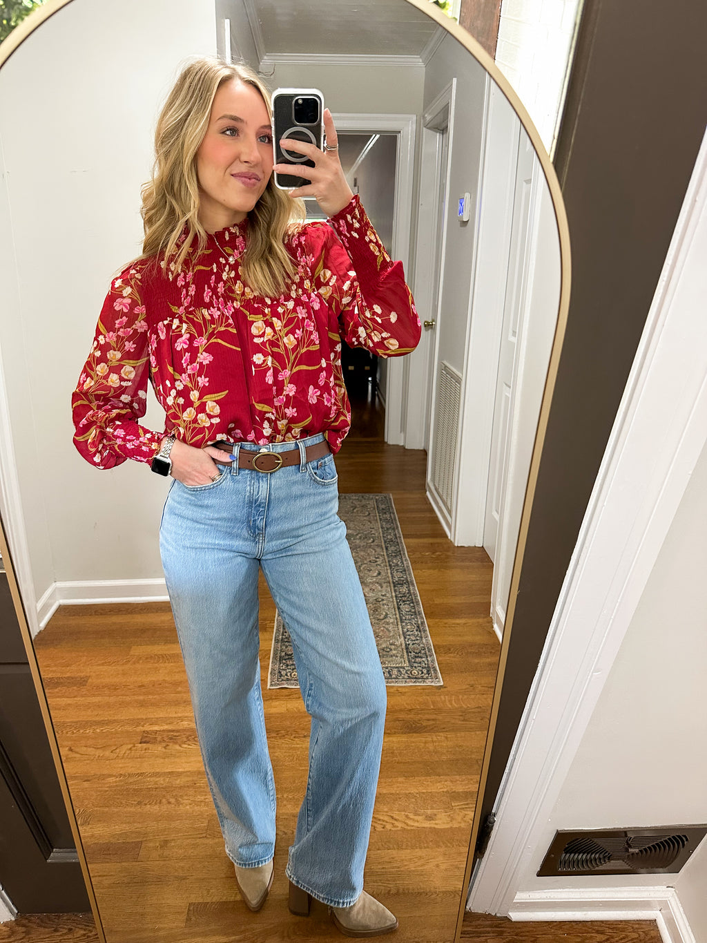 Ginnie Floral Top- Burgundy