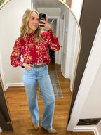 Ginnie Floral Top- Burgundy