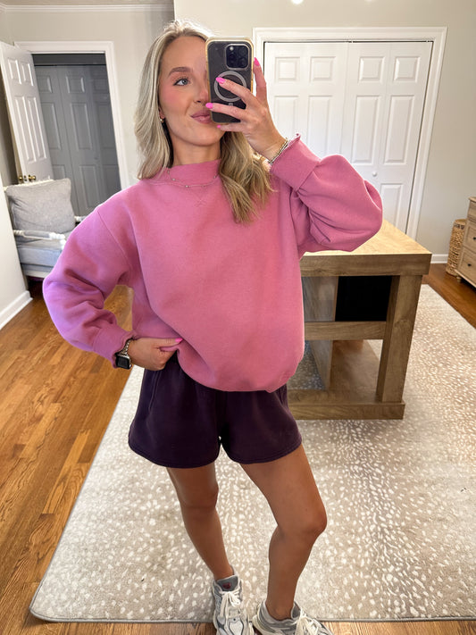 Kiera Mockneck Sweatshirt- Rose