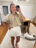 Harbor Stripe Bubble Top- Taupe