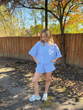 Quinn Striped Tee and Shorts Set- Blue/White