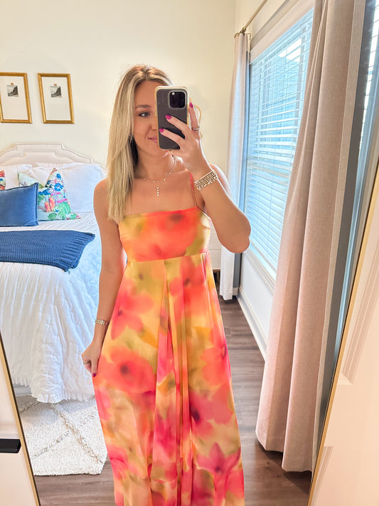 Eileen Maxi- Mustard/Coral