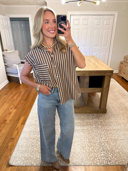 Hunter Stripe Oversized Shirt- Brown