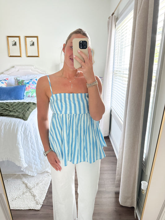 Cami Stripe Top- Blue