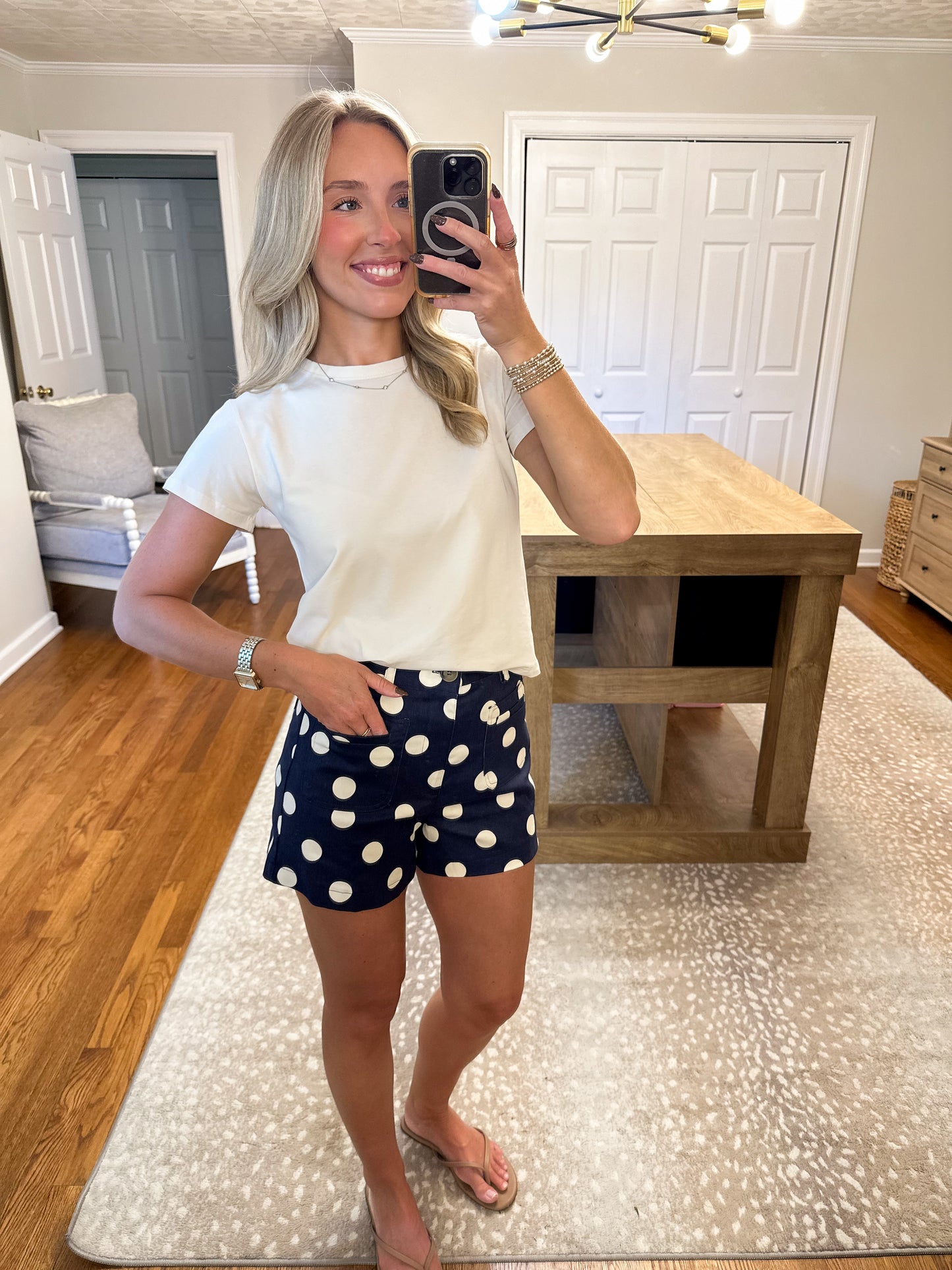 Ainsley Polka Dot Shorts- Navy