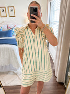 Nova Stripe Dress- Green/Cream