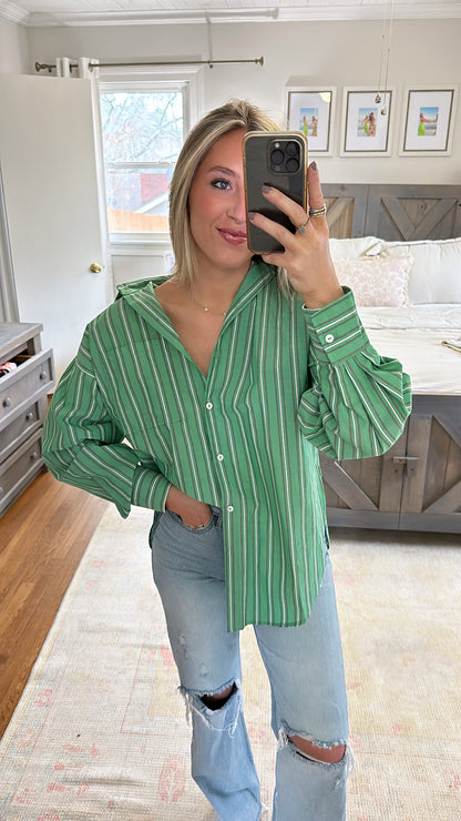 Dahlia Stripe Shirt- Green