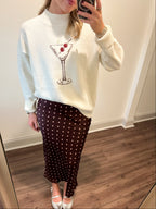 Windy Polka Dot Skirt- Wine/Blush