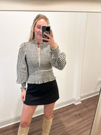 Presley Gingham Zip Top- Black