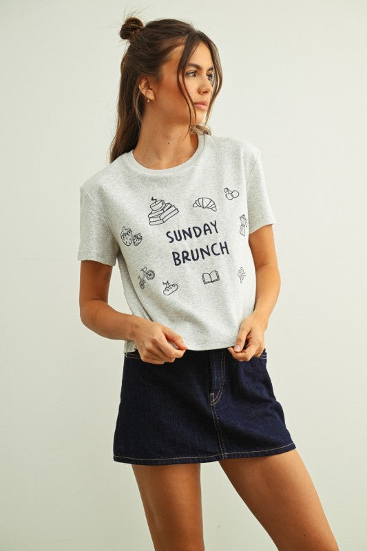 Sunday Brunch Tee- Grey