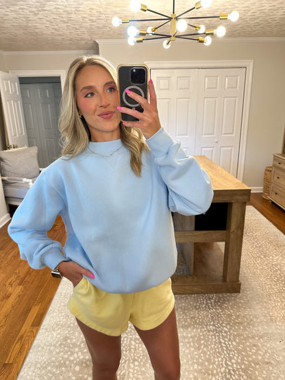 Kiera Mockneck Sweatshirt- Baby Blue