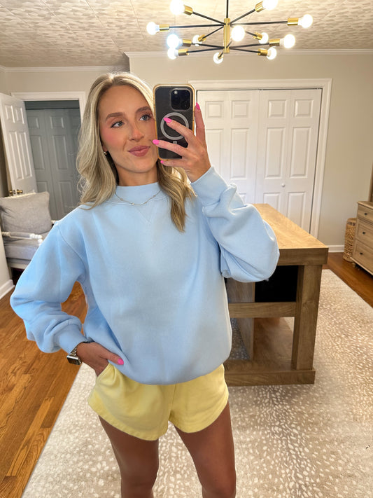 Kiera Mockneck Sweatshirt- Baby Blue