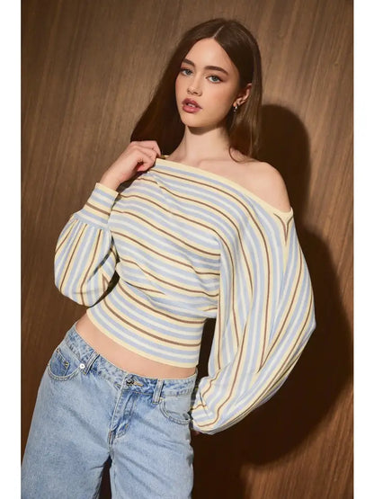 Shaylie Boatneck Top- Yellow