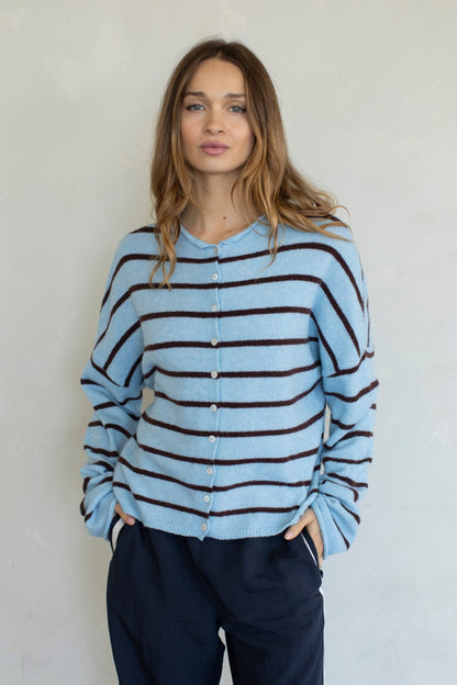 Piper Cardigan Cabana Striped- Blue