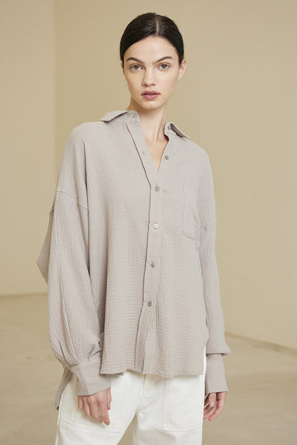Gauze Button Up Shirt- Haze