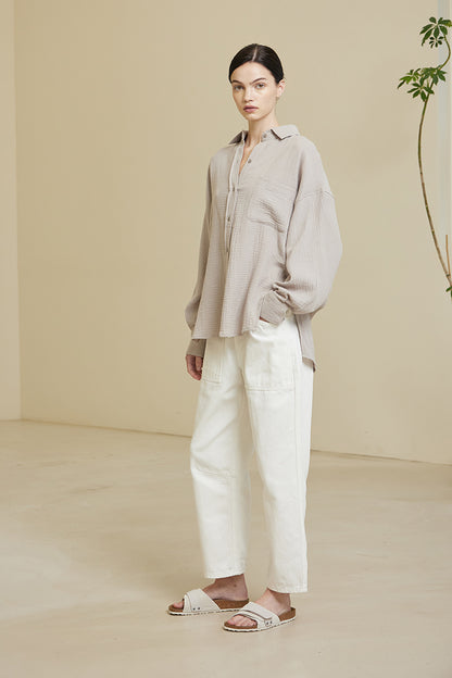 Gauze Button Up Shirt- Haze