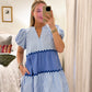 Jana Stripe Dress- Blue/White